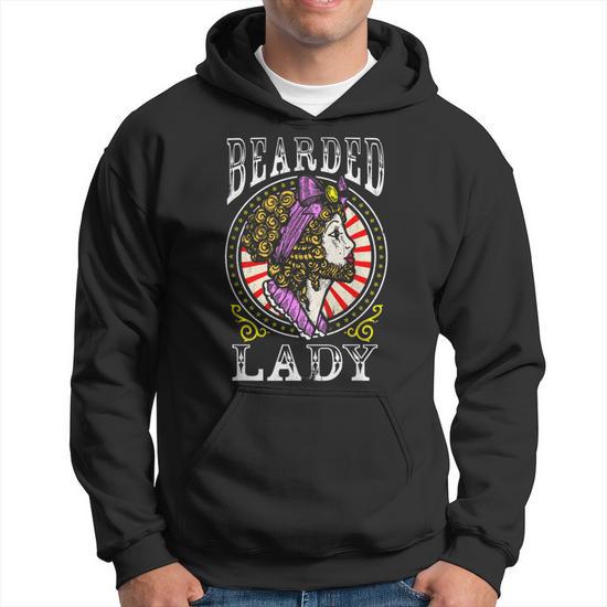 Circus Staff Bearded Lady Costume Vintage Carnival Party Hoodie - Monsterry
