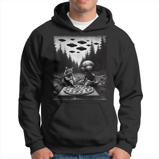 Alien eating pizza hoodie sale