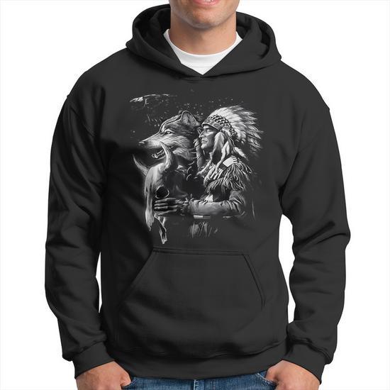 Sweatshirt Indien Avec Loup - Design Animalier Inspirant Et Confortable
