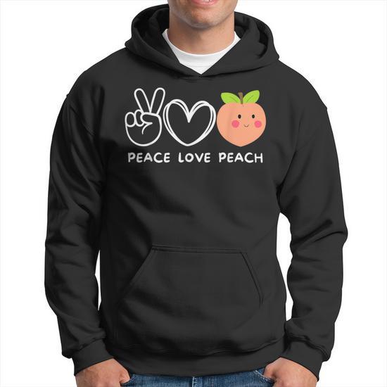 Peace Love Peach Retro Peach Lover Fruit Lover Hoodie | Seseable UK