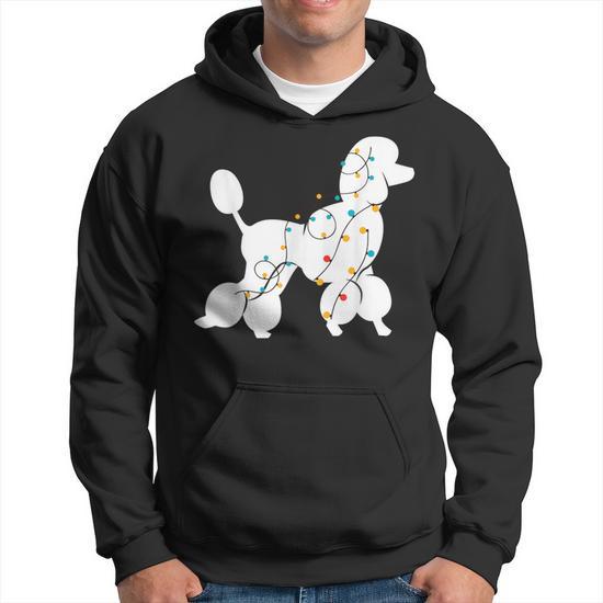 Poodle Christmas Lights Poodle Dog Ugly Sweater Xmas Hoodie Thegiftio UK