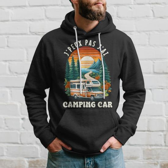 Sweat à Capuche Humour "Retraité - Mon Boulot C'est Conduire Un Camping-Car" - Cadeau Pour Campeur, Papa, Grand-Père