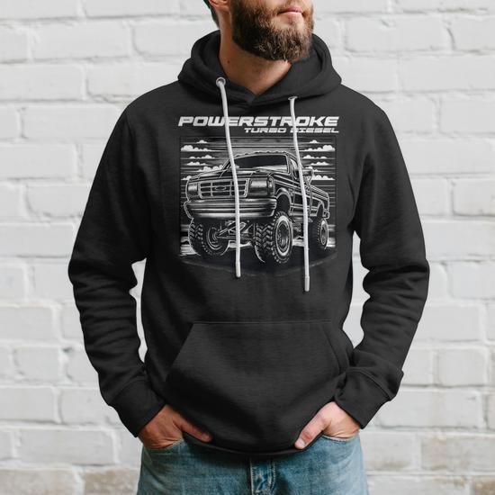 Obs Single Cab Old Body Style Retro Powerstroke Diesel Truck Hoodie Thegiftio UK