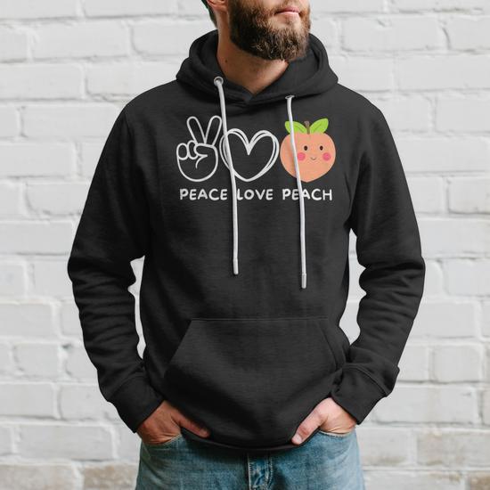 Peace Love Peach Retro Peach Lover Fruit Lover Hoodie | Seseable UK