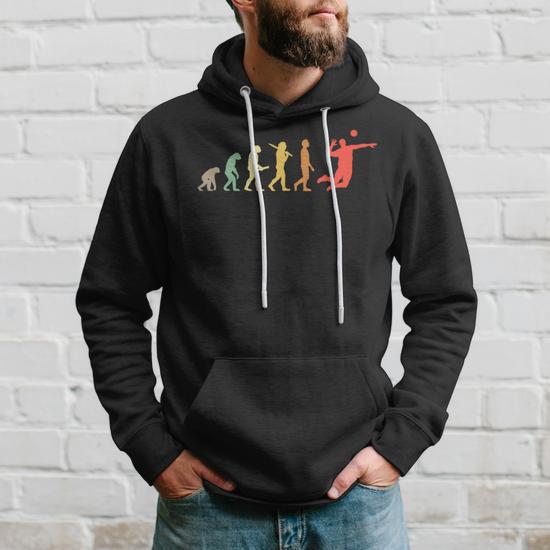 Sweat à Capuche Volley-ball Évolution - Design Rétro Humoristique - Cadeau Pour Joueur De Volley - 3