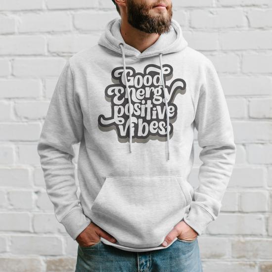 Sweat à Capuche Good Vibes Uniquement – Coupe Classique, 241 G, Idéal Cadeau Humour, Pour école, Travail Ou Voyage