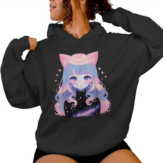 Sweatshirt Fille Enfant 3-14 Ans Hiver Noir Manche Longue Tunique Mignon Animal Anime