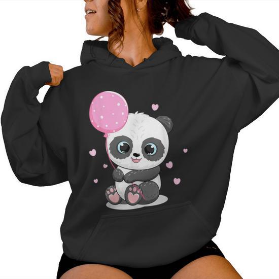 Panda Print Long Sleeve Hoodie – Cute Unisex Pullover Hooded Sweatshirt, 4XL