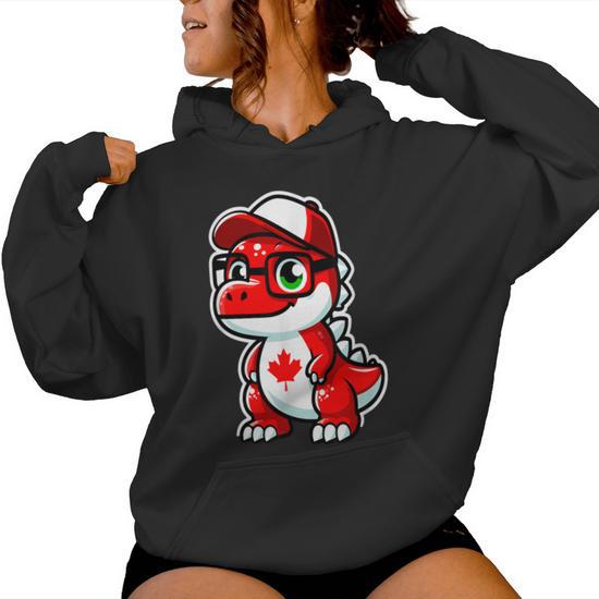 Drapeau Du Canada Drole De Dinosaure Rouge Pour Enfants Garcons Et Filles Sweat a capuche femme Cadeauxyz