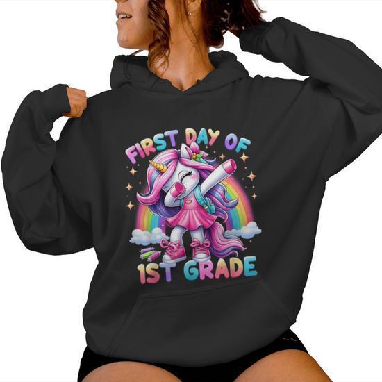 First Day Of 1St Grade Cute Unicorn Back To School Outfits Women Hoodie Monsterry