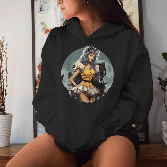 Werewolf Pinup Girl Wolf Halloween Women Hoodie Monsterry