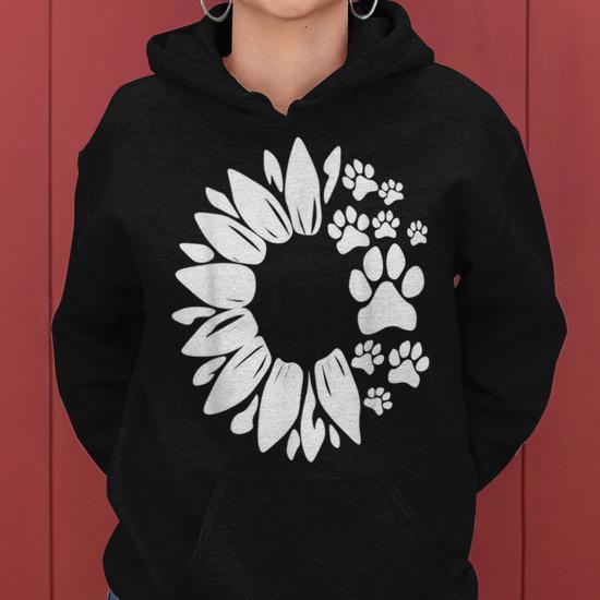 Cute Sunflower Dog Paws Summer Workout For Flower Dog Fan Women Hoodie Monsterry