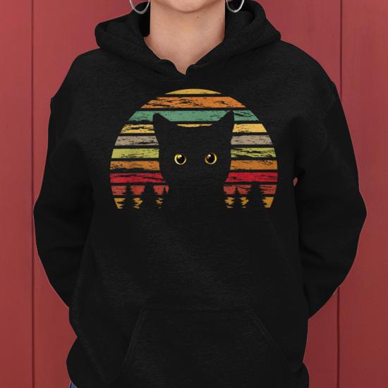 Sweat à Capuche Vintage Chat – Motif Rétro Homme/femme, Coupe Classique, 100% Coton 241 G - 6