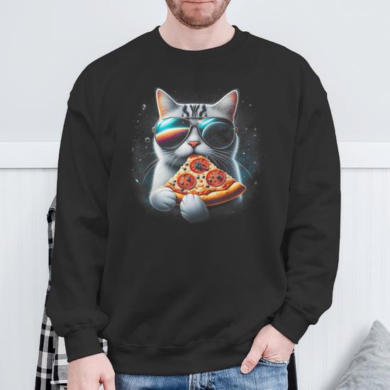 Cat Eating Pizza In Space Kitty Galaxy Sweatshirt Seseable UK