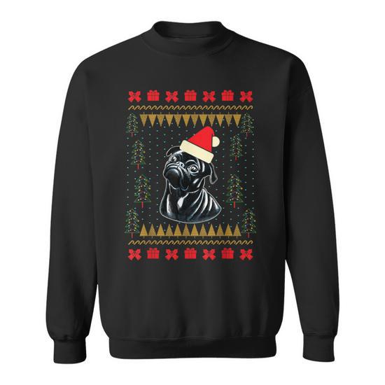 Black Pug Ugly Christmas Sweater Pug Parents Sweatshirt Thegiftio UK