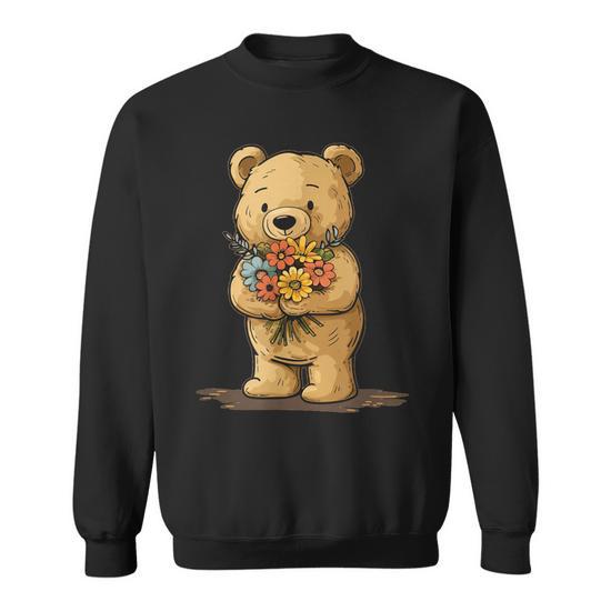 Sweet Teddy Bear For Flowers And Garden Lovers Sweatshirt | Seseable UK