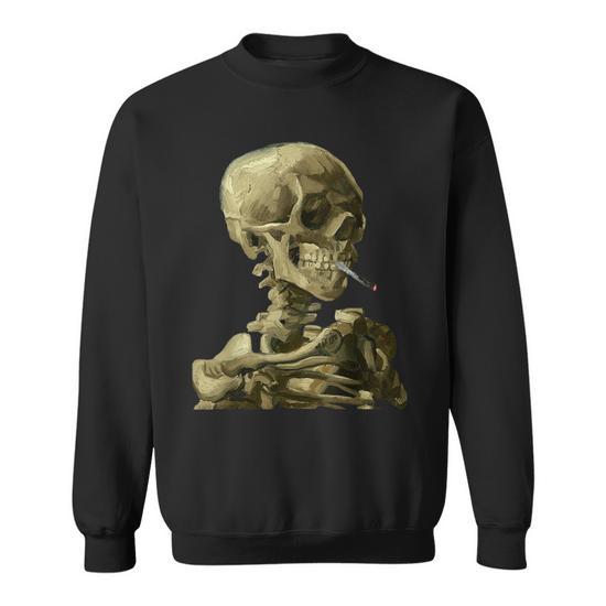 Vincentan Gogh Squelette Tte De Mort Avec Cigarette Sweater e | Cadeauxyz