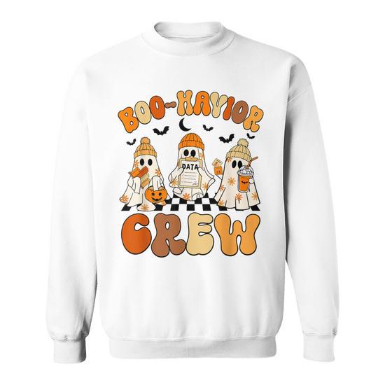 Retro Boo Havior Crew Behavior Analyst Halloween Aba Rbt Sweatshirt Mazezy