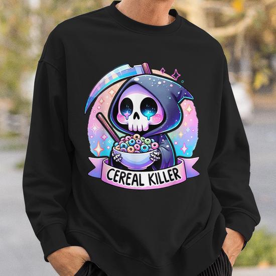 Cereal Killer Breakfast Cereal Bowl Cereals Skull Skeleton Sweatshirt Mazezy