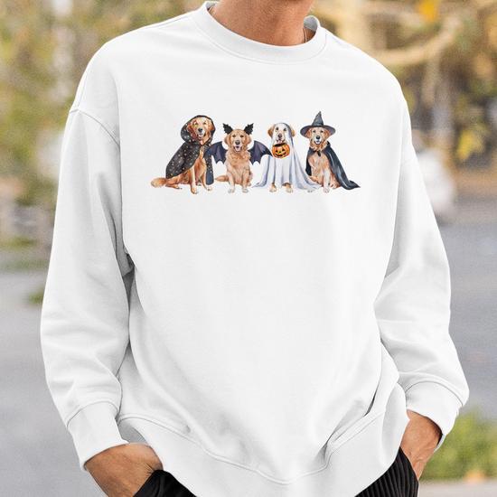 Golden Retriever Ghost Dog Halloween Golden Retriever Witch Sweatshirt -  Monsterry