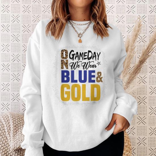 Blue and gold sweatshirt sale