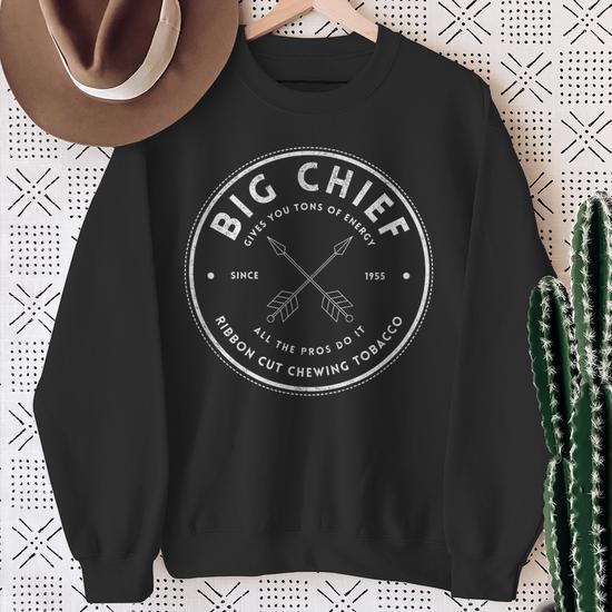 Big Chief Ribbon Cut Chewing Tobacco Vintage Logo Sweatshirt