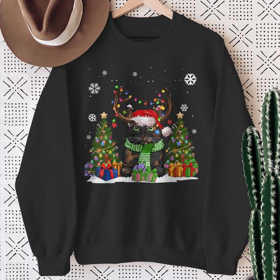 T-shirt De Noël Vintage Pour Amoureux Des Chats - Sweatshirt Chaud, Motif Humoristique - Cadeau Festif