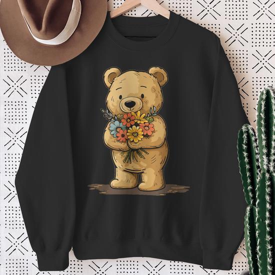 Sweet Teddy Bear For Flowers And Garden Lovers Sweatshirt | Seseable UK