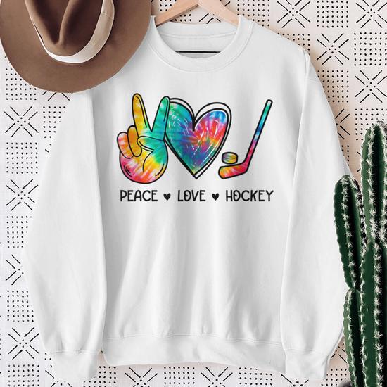 Peace Love Hockey Tie Dye Sweatshirt Monsterry CA