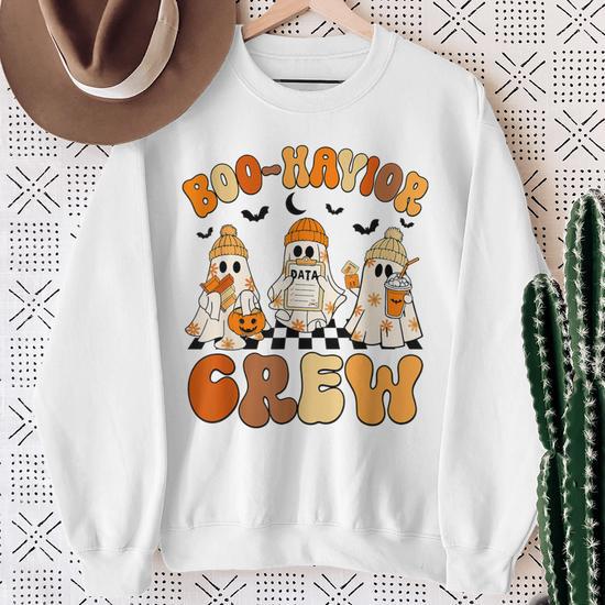 Retro Boo Havior Crew Behavior Analyst Halloween Aba Rbt Sweatshirt Mazezy