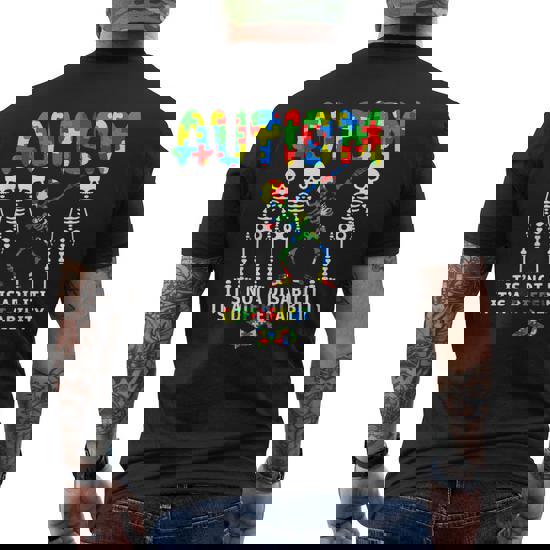 Autism It's A Different Ability Funny Dabbing Skeleton Gift T-Shirt