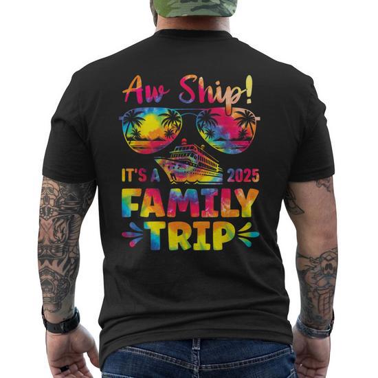 Aw Ship It's A Family Trip 2025 Family Cruise Squad Tie Dye Men's