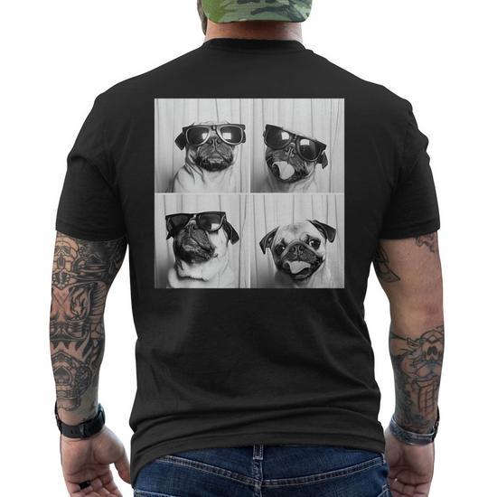 Cute Pug Face Pet Photobooth Cool Pug With Sunglasses Men s T shirt Back Print Thegiftio UK