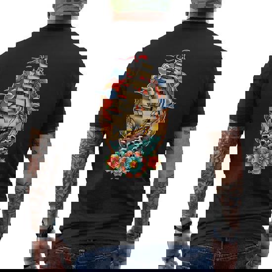 Old School Traditional Tattoo Flash Clipper Ship Men's T-shirt