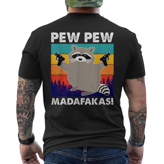 S GR8Shop Vintage Pew Pew Madafakas Motherfuckers Cat With Guns Camisa De Camiseta Gato