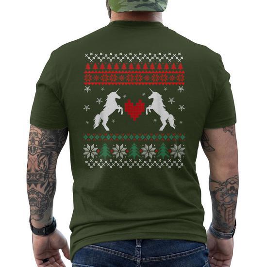 Unicorn Ugly Christmas Sweater Xmas Outfit Men s T shirt Back Print Seseable UK