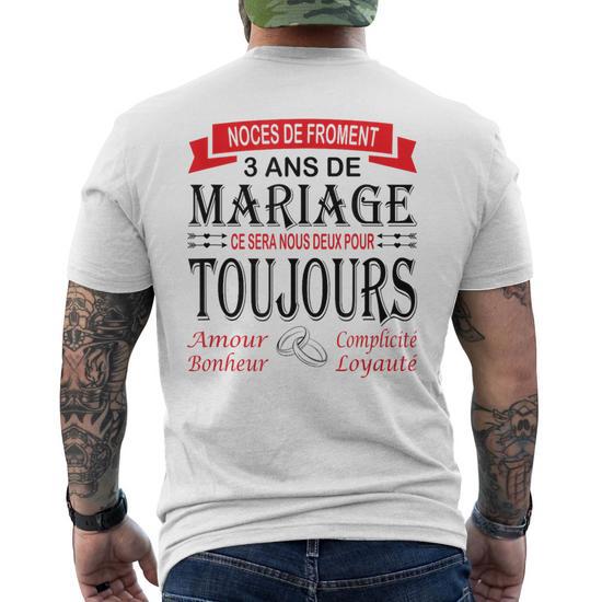 T-shirt « Noces De Froment » – Pour 3 Ans De Mariage – Cadeau Anniversaire De Mariage Personnalisé – Coupe Classique Légère – Symbolique Du Blé