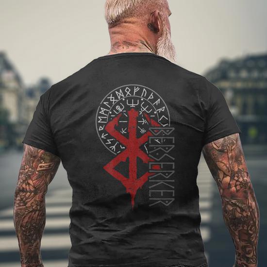 T-shirt Viking Berserk Bear - Motifs Runes Nordiques, Tailles S à 4XL