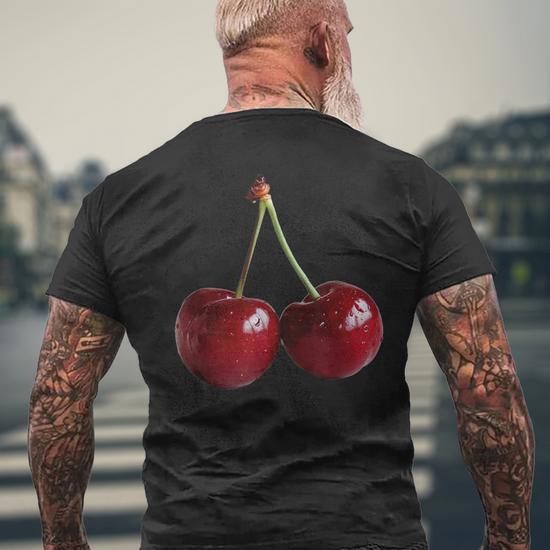 Cherries Cherry Men's T-shirt Back Print - Monsterry