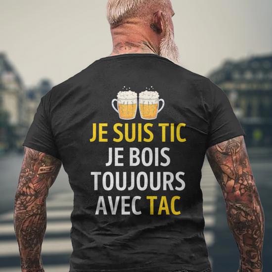 Débardeur Humour Bière 'Je Suis TAC Je Bois Toujours Avec TIC' - Coton Léger, Coupe Classique