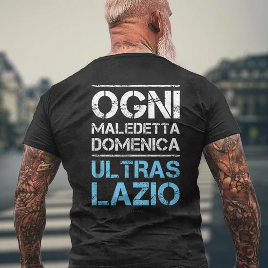 SUPERCULTURE T-shirt slim in cotone con stampa e ricamo OGNI MALEDETTA DOMENICA A1081 Bianca
