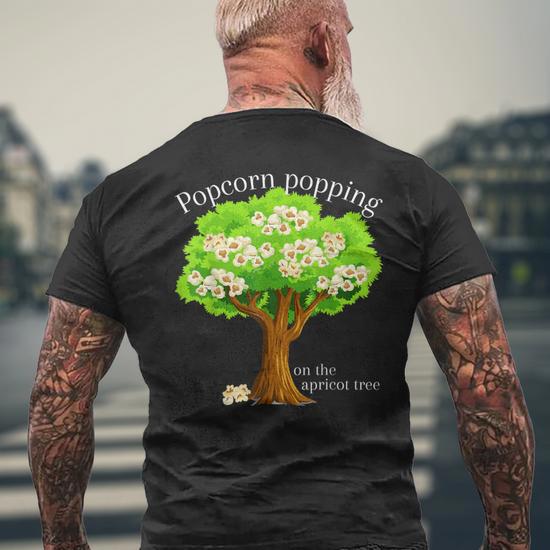 Mormon Popcorn Popping Cute Tree Men's T-shirt Back Print - Monsterry