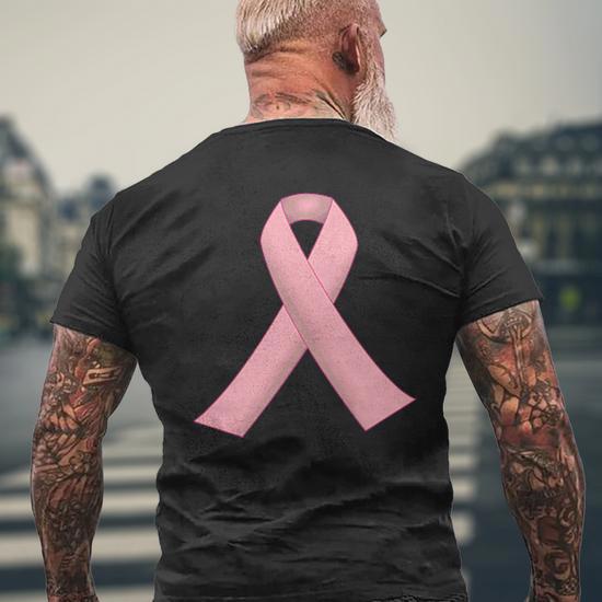 T-shirt Donna Cancro Al Seno Con Nastro Rosa E Farfalla - Maglia In Misto Cotone Traspirante, Consapevolezza E Supporto