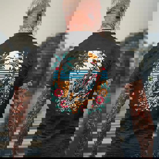 Skeleton On The Beach Traditional Tattoo Artist Inked Men's T