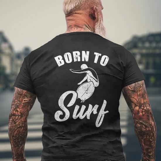 Surfeando Divertido Surfista Tabla De Surf Surfear Camiseta Hombre Estampado Espalda Regaloses