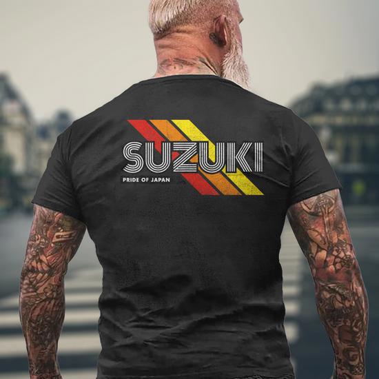 つきどん Suzuki Japanese Family Name Retro Vintage Men's T-shirt Back Print