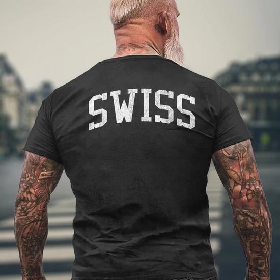 Swiss Wi Vintage Athletic Sports Js02 Men s T shirt Back Print Seseable UK