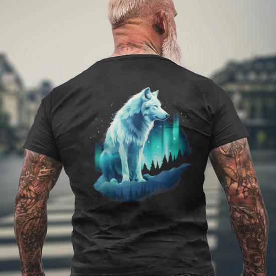 Wolf Northern Lights Alaska Arctic Up North White Wolf Lover  display picture 1