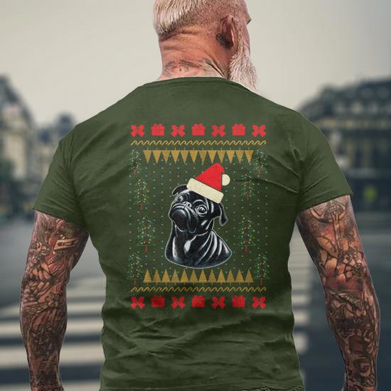 Black Pug Ugly Christmas Sweater Pug Parents Men s T shirt Back Print Thegiftio UK