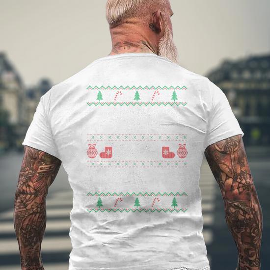 Christmas Naughty Ugly Christmas Sweater Men s T shirt Back Print Seseable UK